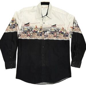 Vintage 90s Looney Tunes Western Wear Shirt Mens Sz Large Pearl Snap Warner Bros